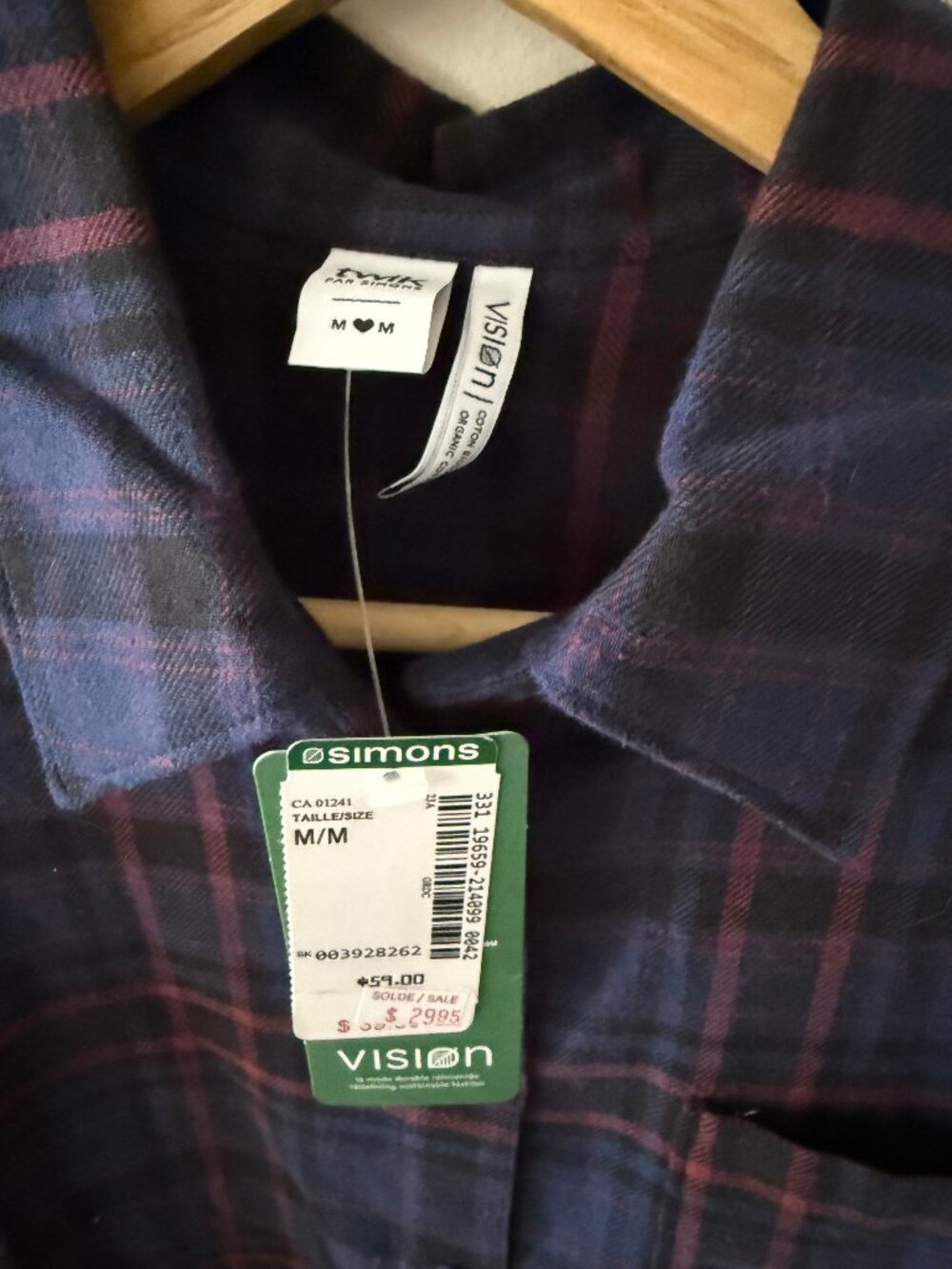 Simons TWIK | Navy Tartan Plaid Button Down Shirt | Medium - Picture 2 of 6